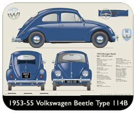 VW Beetle Type 114B 1953-55 Place Mat, Small